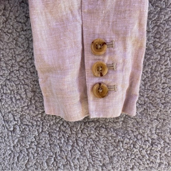 Banana Republic Cream Beige 100% Linen Exterior Blazer Sz 6 - Picture 3 of 13